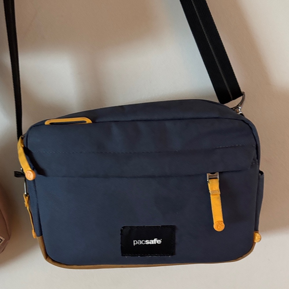 Pacsafe Navy and Yellow Crossbody Bag